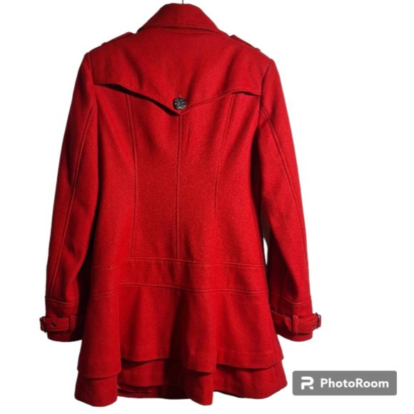 Guess Moda International Red Skirt Bottom Pea Coat Size Small - Picture 6 of 13